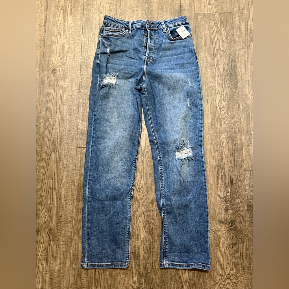 Forever 21 Blue Distressed Women's Straight Jeans